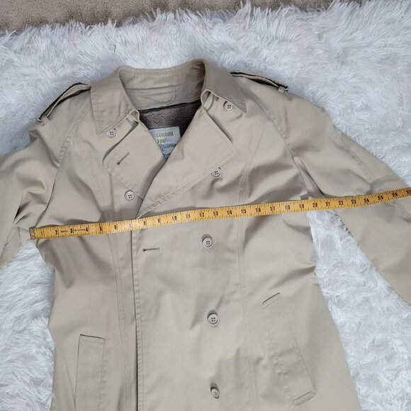 Vintage Khaki Tan London Fog Trench Coat - Size14P - Picture 8 of 12